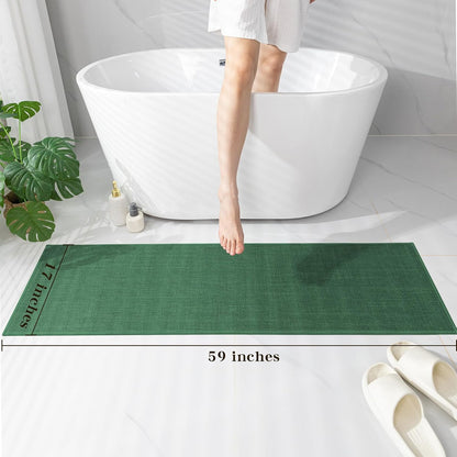 chakme Bathroom Rugs Mat 59x17, Ultra Thin Non Slip Bath Mats Runner Quick Dry Absorbent Bath Mat for Bathroom Floor, (Green, 59"x17")