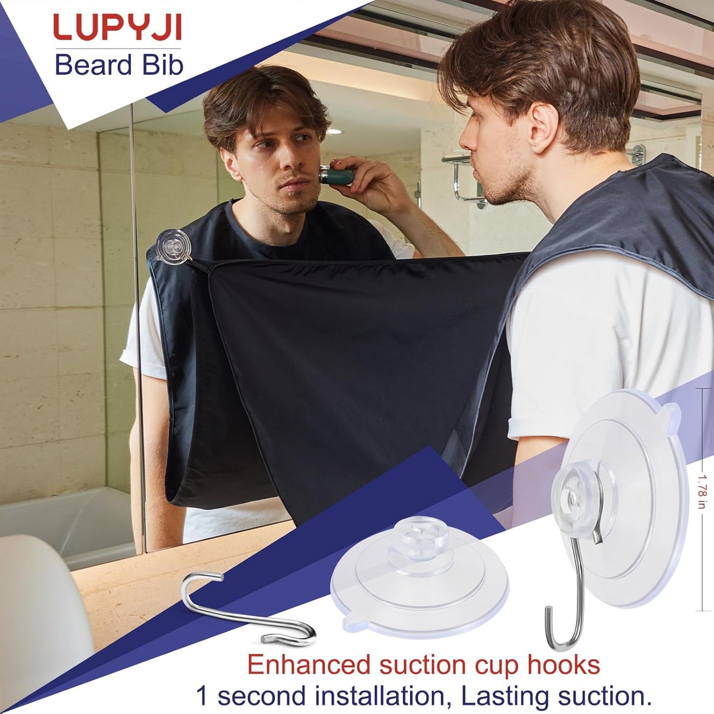 Beard Bib Apron, Adjustable Beard Trimming Hair Catcher, Christmas Gift for Dad