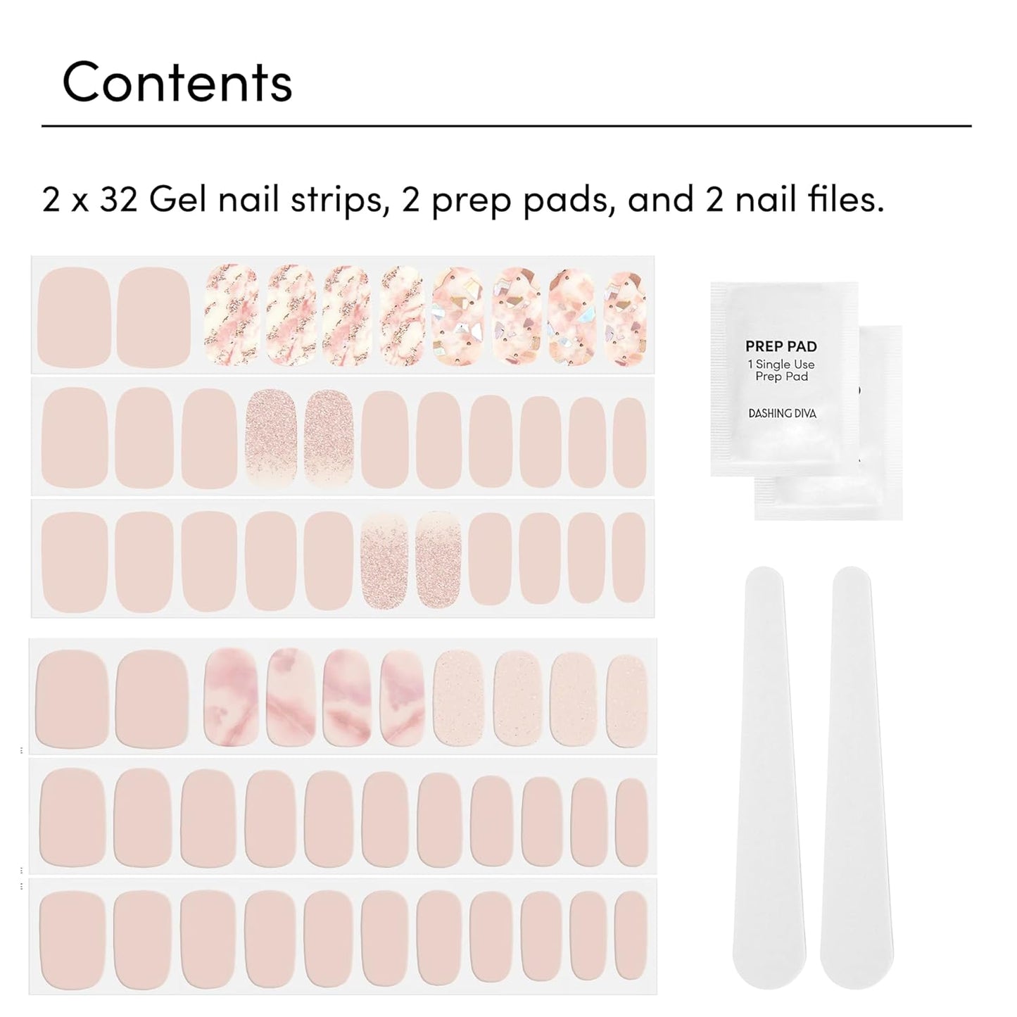 Dashing Diva Gloss Nail Strips Bundle - The Classic Marbles Collection - Crystal Clear & Maybe Marble - UV Free, Chip Resistant, Long Lasting Gel Stickers - Contains 2 Sets