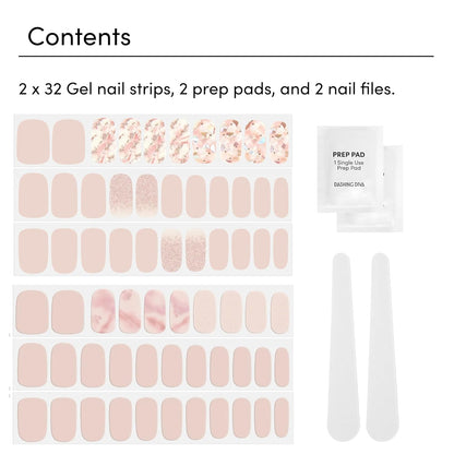 Dashing Diva Gloss Nail Strips Bundle - The Classic Marbles Collection - Crystal Clear & Maybe Marble - UV Free, Chip Resistant, Long Lasting Gel Stickers - Contains 2 Sets