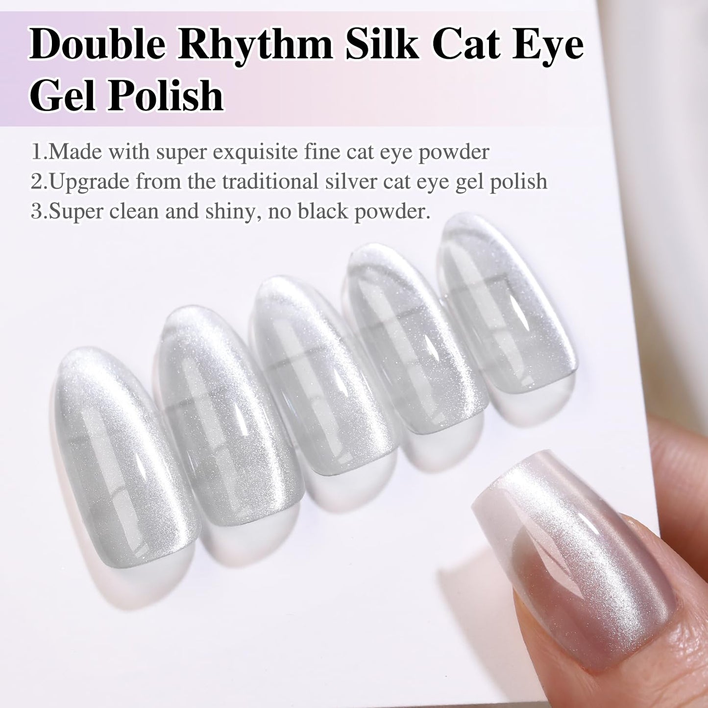 Double Rhythm 0.5 OZ Cat Eye Gel Polish with Magnet 15ML Holographic Glitter Shimmer Translucent Jelly Color Magnetic Nail Polish Salon DIY at Home (MC1031)