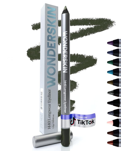 Wonderskin Eyeliner Pencil, 1440 Longwear Green Eyeliner Pencil - Waterproof, Sharpenable & Smudge Proof