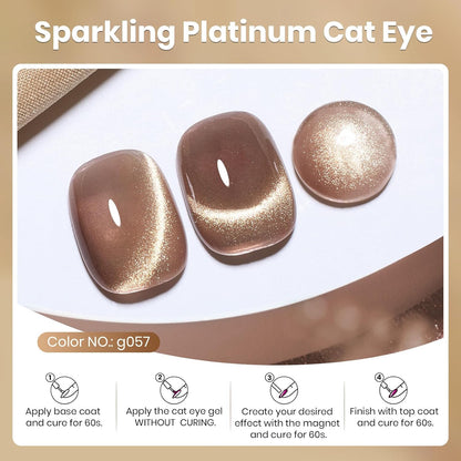 Beetles Brown Cat Eye Gel Nail Polish - Velvet Cinnamon Cat Eye Gel Polish, 15ML Fall Brown Mocha Mousse Magnetic Glitter Gel Polish with Magnet Soak Off UV French Nail Art Manicure Gift for Women