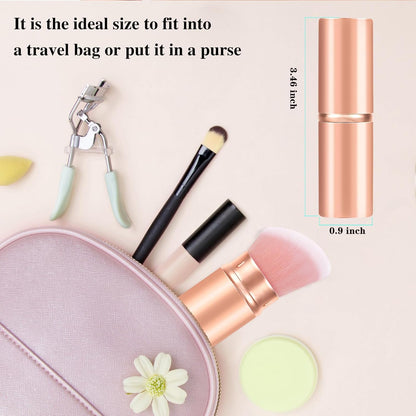 Falliny Retractable Kabuki Makeup Brush, Angled Travel Powder Blush Brush Foundation Makeup Brush with Cover for Blush, Sunscreen,Bronzer, Buffing, Concealer,Highlighter, Powder Cosmetics