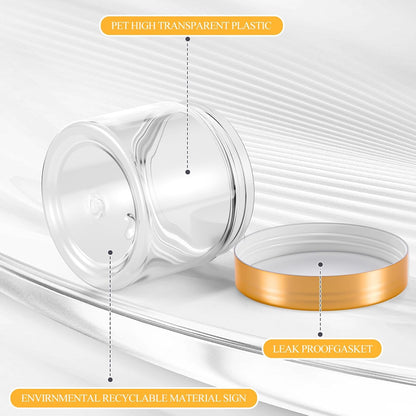 SATINIOR 36 Pieces 1 oz Plastic Jars with Lids Wide Mouth Airtight Reusable Container Acrylic Cosmetic Small Jars for Lotions Ointments Travel Toiletries Creams Make up Storage(Gold)