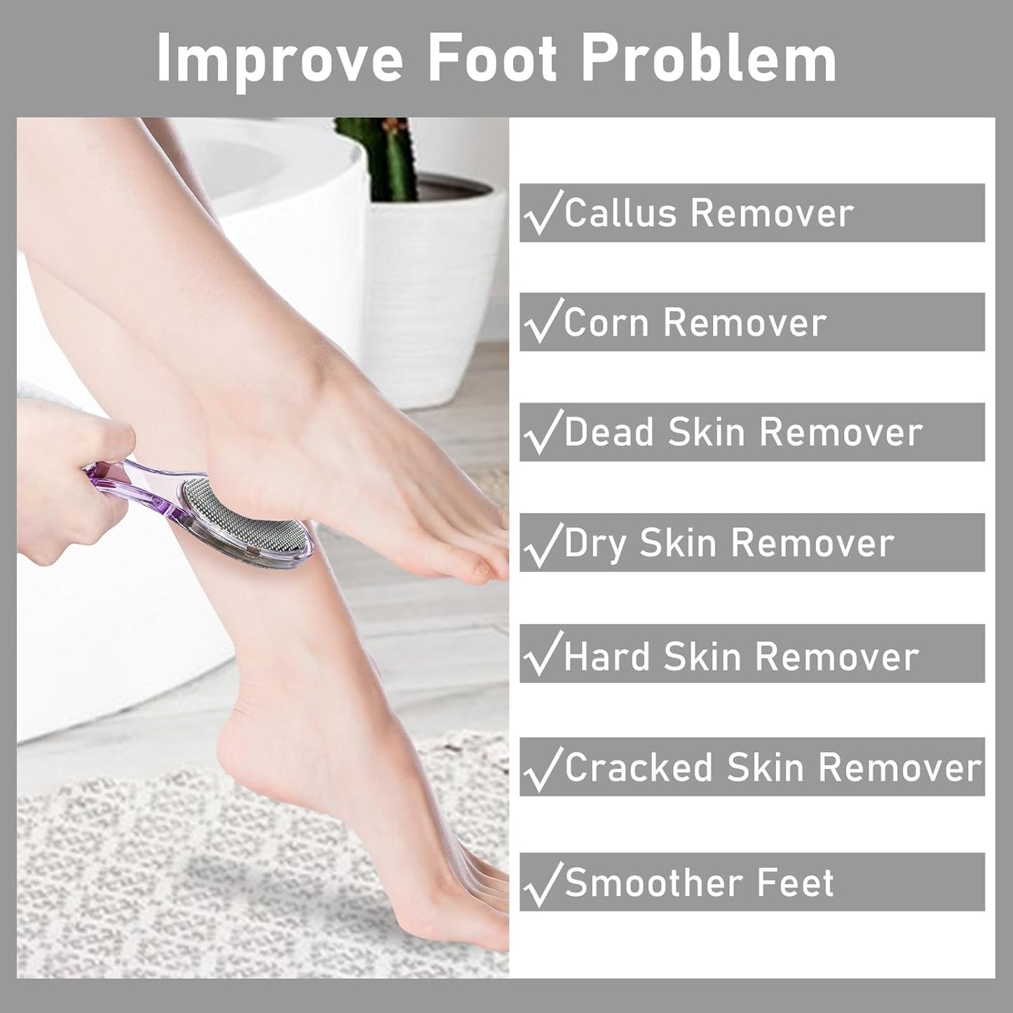 Pumice Stone Brush for Feet 4 in 1, Foot File Callus Remover, Foot Rasp and Sand Paper Pedicure Tools with Handle, Shower Foot Scrubber, Soft Smooth Feet for Home Foot Care,4 Pack