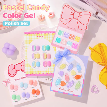 Double Rhythm 28Pcs 0.5Oz Gel Nail Polish Set Same Color Same Bottle Soak Off Gel Polish Kit Nail Art Manicure Salon DIY at Home for Women (Pastel Candy Collection-T24-5)