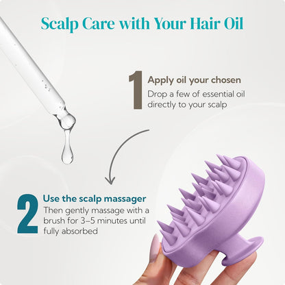 HEETA Scalp Massager 2 Pack for Hair Growth, Soft Silicone Bristles to Remove Dandruff and Relieve Itching, Scalp Scrubber for Hair Care Relax Scalp, Shampoo Brush for Wet Dry Hair, Purple & Green