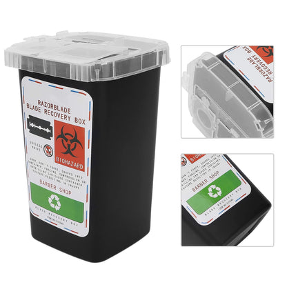 Disposal Blade Container, Strong Sealing Shaving Knife Blade Disposal Collect Box Safety Razor Case for Men Barbershop Hair Salon(Black)