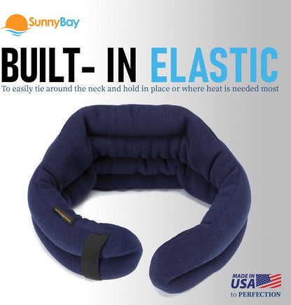 SunnyBay Microwave Heating Pad, Microwavable Heated Neck and Shoulder Wrap, Hands-Free Weighted Moist Hot or Cool Pack, Soft Fleece Cover and Flaxseed Filling, 26 Inch Length, Made in USA, Navy