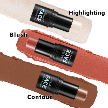 3Pcs Cream Contour Stick Makeup Kit, Shades with Highlighter, Blush and Bronzer Contour Stick for Sculpt the Cheeks, Long Lasting, Waterproof, Matte & Dewy Finish FAIR(7+9+11)