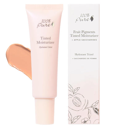 100% PURE Tinted Moisturizer Anti-Aging Face Makeup - Fruit Pigmented Alpine Rose Light to Medium Coverage & Dewy Glow - Lightweight Foundation Fair Skin w/Pink Undertone - Vegan - 1.7 Fl Oz