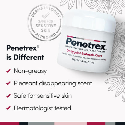 Penetrex Joint & Muscle Therapy - Soothing Comfort for Back, Neck, Hands, Feet - Premium Whole Body Rub with Arnica, Vitamin B6 MSM & Boswellia - Non-Greasy 4oz Cream