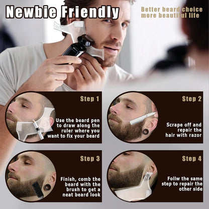Barber Pencil for Lineup Magic Hairline Beard Guide Shaping Pencils Barber Chalk for Design Hairline Razor Trace Black Brown White Barber Pencils Set with Sharpener Ruler Brush for Men