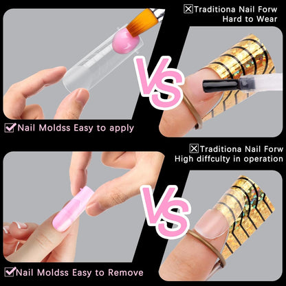 120 Pcs Poly Extension Gel Dual Nail Forms Nail Molds With Scale Builder Coffin Nail for Gel Manicure Nail Art Design Salon DIY at Home (Long Square Head Frosted Dual Nail Forms Set)