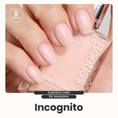 Beetles Nail Polish Top Coat and Base Coat Set Pearl Pink Fast Drying & Long Lasting Shine Nail Polish 2 IN 1 Protects Nails Enhances Glossy and Nourishes Nails for Women