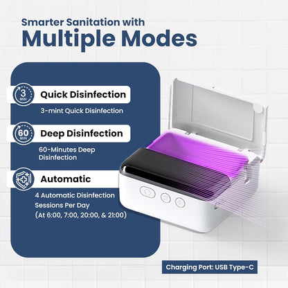 UV Toothbrush Sanitizer Holder & Cleaner with LED Clock Display & Hot Air Drying – Wall-Mounted UV Tooth Brush Holder for Bathroom Decor, Travel Use, Rechargeable Portable Design, Fits All Brushes