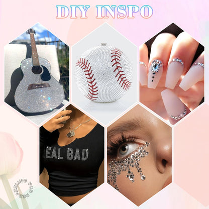 30000Pcs Resin Silver Clear Rhinestones for Bedazzling Crafting with b7000 Jewelry Glue, Bulk Flatback Gems Bedazzler Kit for Crafts Clothes Shoes Fabric Nail Diamond Art, Assorted Size 2/3/4/5/6mm