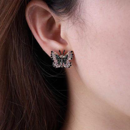 Tiny Butterfly Earrings Studs Vintage Crystal Butterfly Earrings Punk Moth Studs Statement Sparkling Rhinestone Butterfly Studs Prom Butterfly Earrings Jewelry for Women
