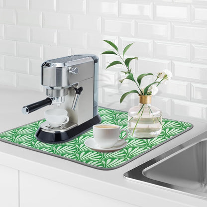 SHIYUE Dish Drying Mat for Kitchen Counter Super Absorbent Spring Kitchen Decor Microfiber Drying Matainers Rack Fast Pad Dish Drainer Mats(Bohe Green Flower,16''x18'')