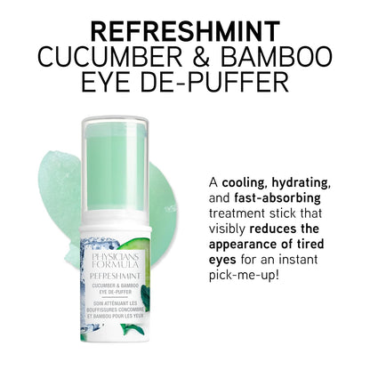 Physicians Formula RefreshMint Cucumber & Bamboo Eye De-Puffer Stick | Under Eye Cream for Dark Circles and Puffiness | Dermatologist Tested