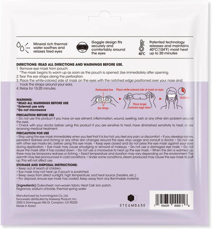 Steam Eye Mask 6 Packs for Dry Eyes and Puffiness Helping Sleep with Melatonin Steam Moisture Self Inflate Heated from Korea