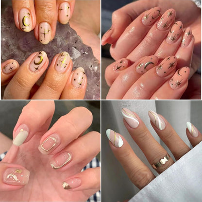 30 Pcs Glod Nail Art Stickers Decals Self-Adhesive Nail Decals Decorations Supplies Manicure Sliders for Women (Gold)