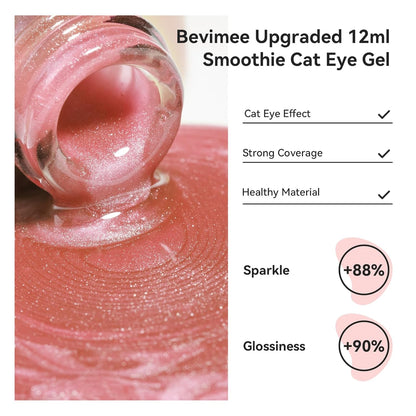 Cat Eye Gel Nail Polish Nude Pink, Moonlight Cateye Polish Crystal Mirror Gloss Magnetic Nails Gel Glitter Holographic Cats Eye Nail Velvet 1PC