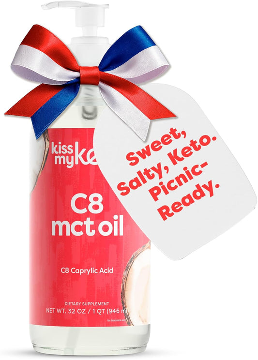 Kiss My Keto MCT Oil C8 – 32 oz Pure C8 MCT Oil Keto Fuel – Pure MCT Oil Bottle with Pump – High Octane MCT C8 Oil Caprylic Acid – Keto Pure MCT Coconut Oil Brain Fuel – Liquid Coconut MCT Oil Pure