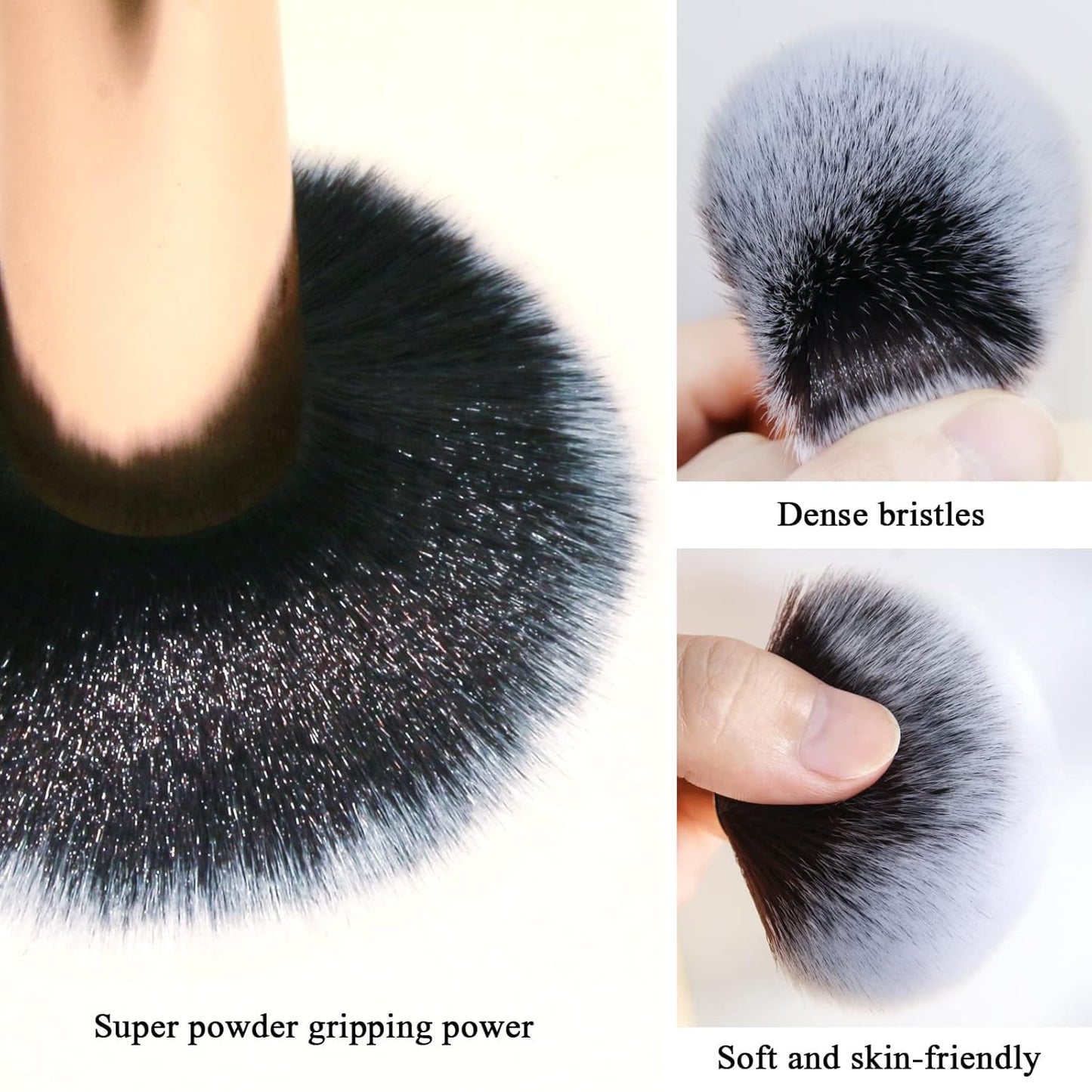 Makeup Brushes Banidy Powder Foundation Brush Flawless Powder Brush Set with Highlighter Brush Blush Brush with Wooden Handle Perfect for Blending, Buffing Liquid