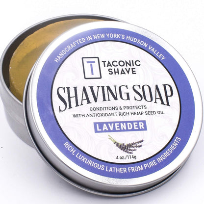 Taconic Shave Lavender Scent Shaving Soap – Calming Floral Aroma – Barbershop Quality Lather Puck with Natural Oils – Soothing & Moisturizing – Handmade in USA