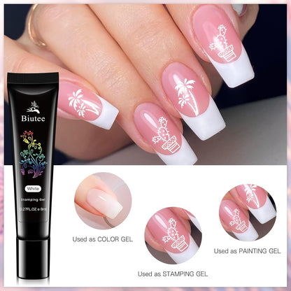 Biutee Nail Stamper Kit Nail Art Stamping Plate Set 8 Stamping Nail Polish Gel 12 Stamp Plate Jelly Silicone Stamper Flower Animal Lace Girl Star Rose Love Template Tool Supplies Halloween Design