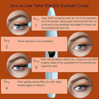 S600 Heated Eyelash Curler - Lash Curler Heated with Accurate Temperature Control, Intelligent Auto Power Off for Natural Makeup & Long-Lasting Curls | Heated Lash Curler (Blue+Silver)