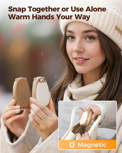 SWEETFULL Hand Warmers Rechargeable – Cute Bear, 2 Pack Magnetic Hot Hands, Reusable Electric Pocket Heater, Great Gift for Daughter, Kids, Wife, or Bestie, Portable for Outdoor & Camping