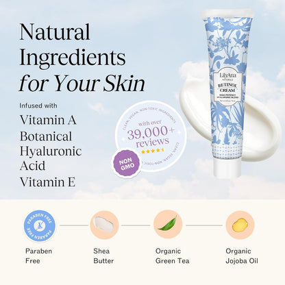 LilyAna Naturals Anti Aging Retinol Face Cream for Women – Wrinkle & Neck Cream for Firming, Retinol Moisturizer for Face with Hyaluronic Acid, Hydrating Night Cream for Fine Lines, Collagen Boost