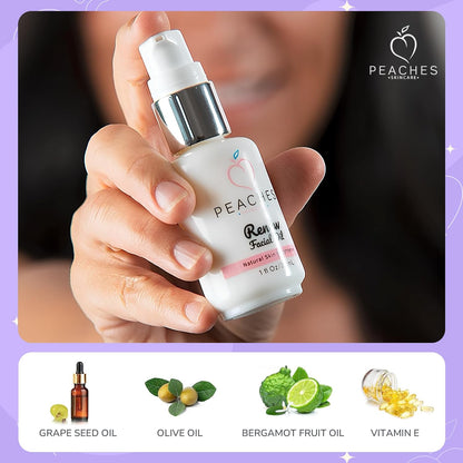 Face Oil for Women – Restorative Blend with Grape Seed, Olive & Bergamot – Age-defying Skin Care for Radiant, Firm Look – Renew Facial Oil (1 oz)