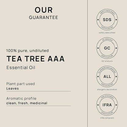 VINEVIDA Tea Tree Essential Oil 4 oz - Undiluted Candle Scent DIY Scents for Candlemaking Bulk Soap Making Safe Skin, 120.0 milliliters