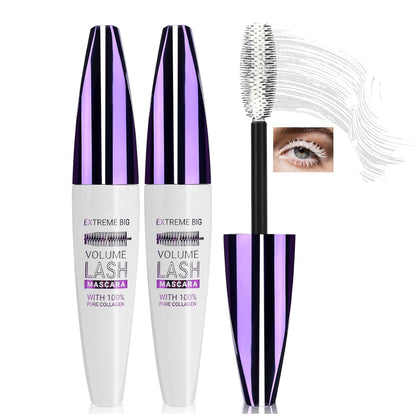2PCS White Mascara for Eyelashes, 5D Colored Mascara 【Waterproof】【Natural Curling】【Lengthening Curling rimel de pestañas Volume】for Women Eye Makeup Cosplay & Parties