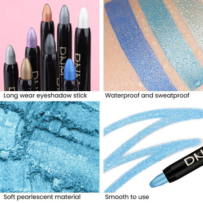 evpct 2Pcs Cream Eyeshadow Sticks Set for Eyes Dazzling Blue & Royal Blue Shimmer Eye Crayon Shadow Brightener Stick Pencil Pen Bulk sombras en crema para ojos 11+13