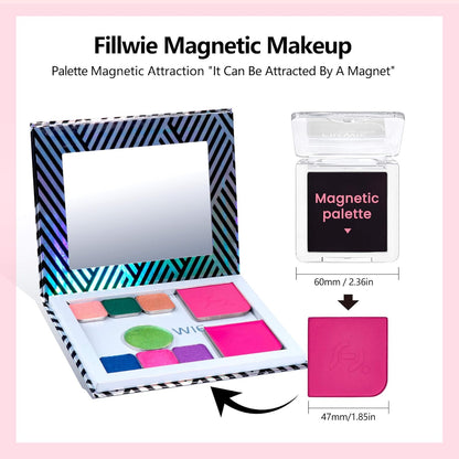 Blush Palette Duo – Cream & Powder Blush Set in Rose Red, Highly Pigmented & Blendable, Long-Wearing & Moisturizing, Skin-Friendly & Magnetic Pan, for Cheeks, Eyes & Lips (2Pack,Berry Bliss)