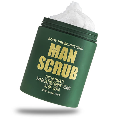 Body Prescriptions Men’s Exfoliating Body Scrub – Ultimate Skin Cleansing Wash in Jar with Twist-Top Lid, For All Skin Types, 21 Ounce (Pack of 4), Aloe Vera