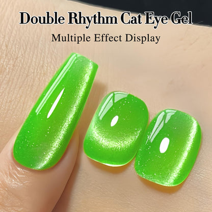 Double Rhythm 15ML Cat Eye Gel Polish with Magnet Glitter Shimmer Translucent Jelly Color 0.5 OZ Magnetic Gel Polish Salon DIY at Home (Green-MC1068)
