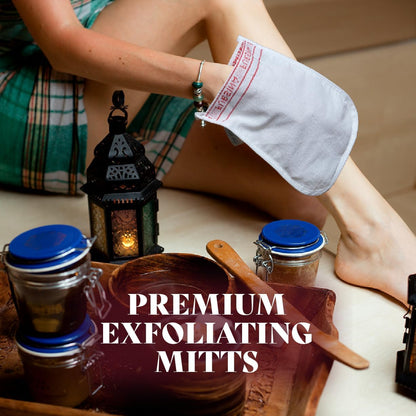 Exfoliating Glove (2 PCS) - Turkish Hammam Mitt for Bath, Exfoliating Body Scrubber Mitt, Dead & Dry Skin Remover for Body, Great for Spray Tan Removal, Smooth Skin Surface