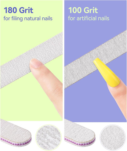 MORGLES Nail Care Kit, Manicure and Pedicure Tools Kit, 3 Nail File 100/180, 3 Buffer Block, Mulberry Cuticle Oil, Trimmer and Pusher