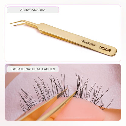 Curacoro Lash Tweezer - Professional & Precision Fiber Tip Grip Lash Tweezers for Eyelash Extensions, Multi Shapes & Purposes Tweezers for Volume, Isolation & Classic Lashes (Galaxy, Abracadabra)