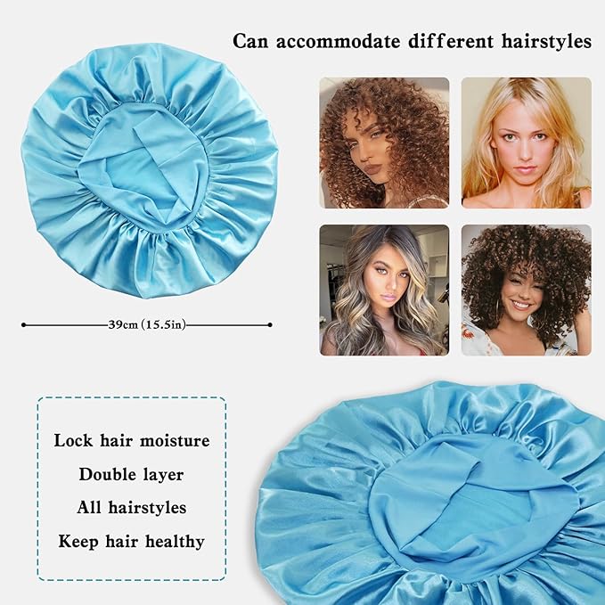 3pcs satin bonnet silky bonnet