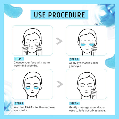 Under Eye Patchs Hyaluronic Acid Eye Mask for Dark Circles and Puffiness Wrinkle Eye Bags 30 Pairs