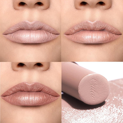 Oulac Beige Nude Satin Lipstick Set - Matte Lip Base, Full Coverage Lip Color, Satin Matte Finish, Cream Texture, Hydrating, Infused with Hyaluronic Acid, 4g*3 SG01+SG02+SG04