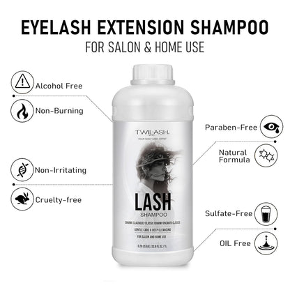 Lash Shampoo Bulk, Eyelash Cleanser for Extensions 1 Liters, Safe Makeup Remover, Non-irritating or Burning Formula Eyelid Foaming Cleanser for Professional Salon and Home Use (Classic Charm-1L)