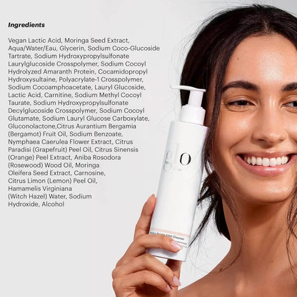 Glo Skin Beauty Hydra-Bright AHA Cleanser | Foaming Gel Cleanser Removes Makeup, Gently Exfoliates, Hydrates and Brightens Skin (6.7 Fl Oz)